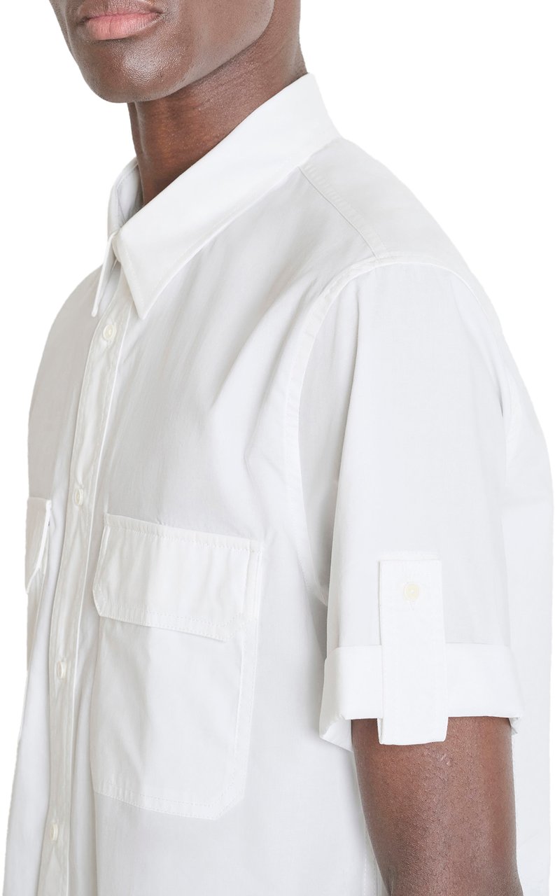 Antony Morato SHIRT HANOI REGULAR FIT IN POPELINE LYOCELL WITH LOGOED BADGE Beige