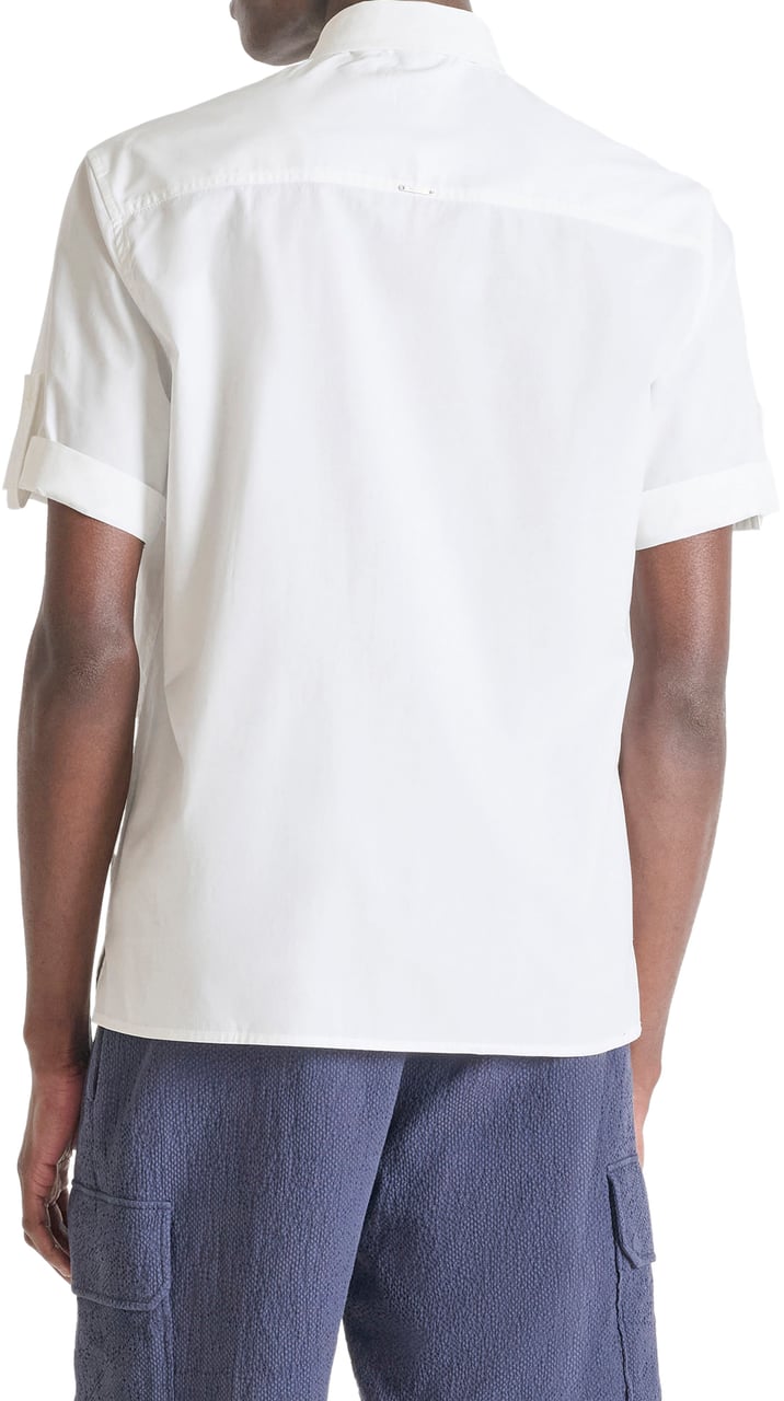 Antony Morato SHIRT HANOI REGULAR FIT IN POPELINE LYOCELL WITH LOGOED BADGE Beige