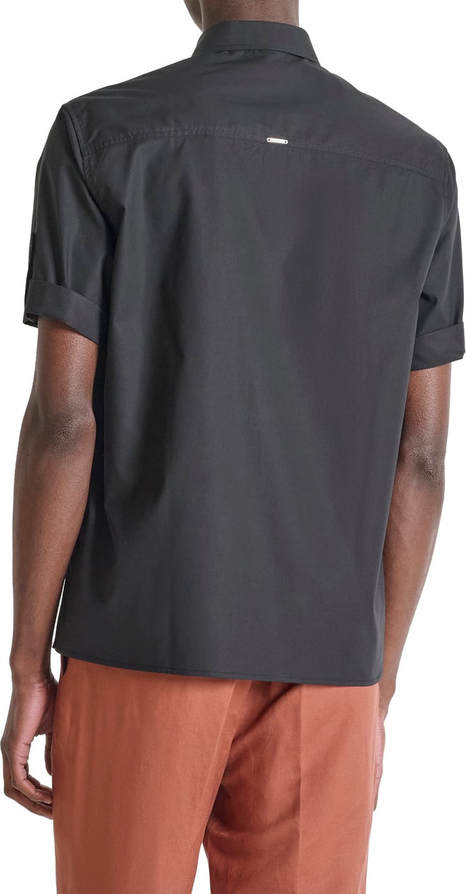Antony Morato SHIRT HANOI REGULAR FIT IN POPELINE LYOCELL WITH LOGOED BADGE Zwart