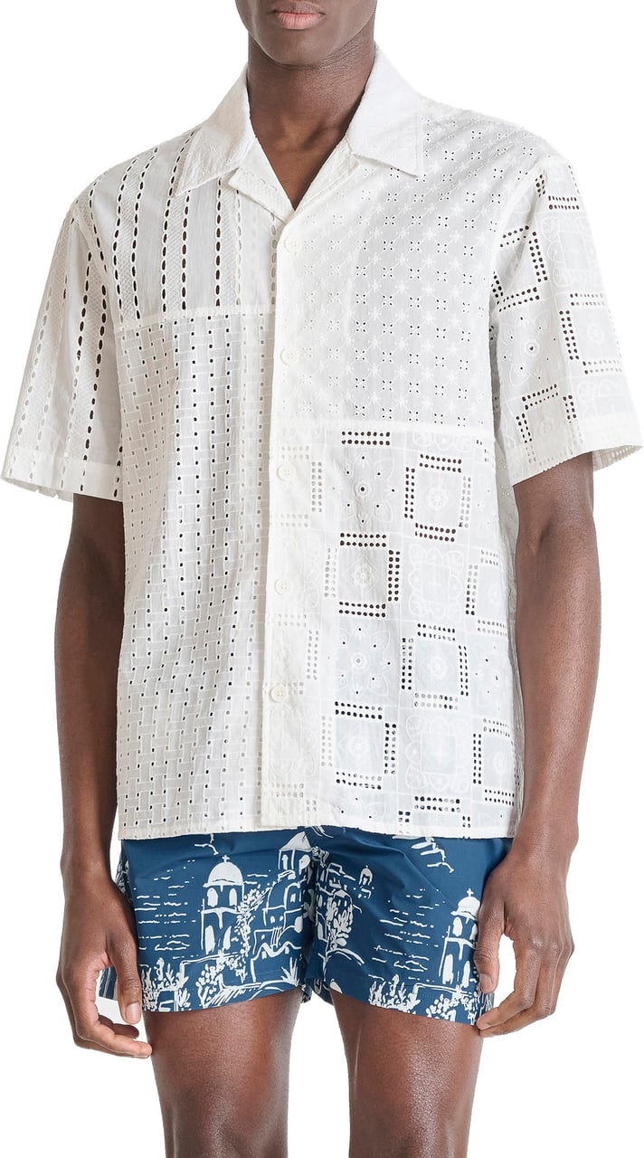Antony Morato SHIRT DOVER RELAXED FIT IN PATCHWORK EMBROIDERED COTTON Beige