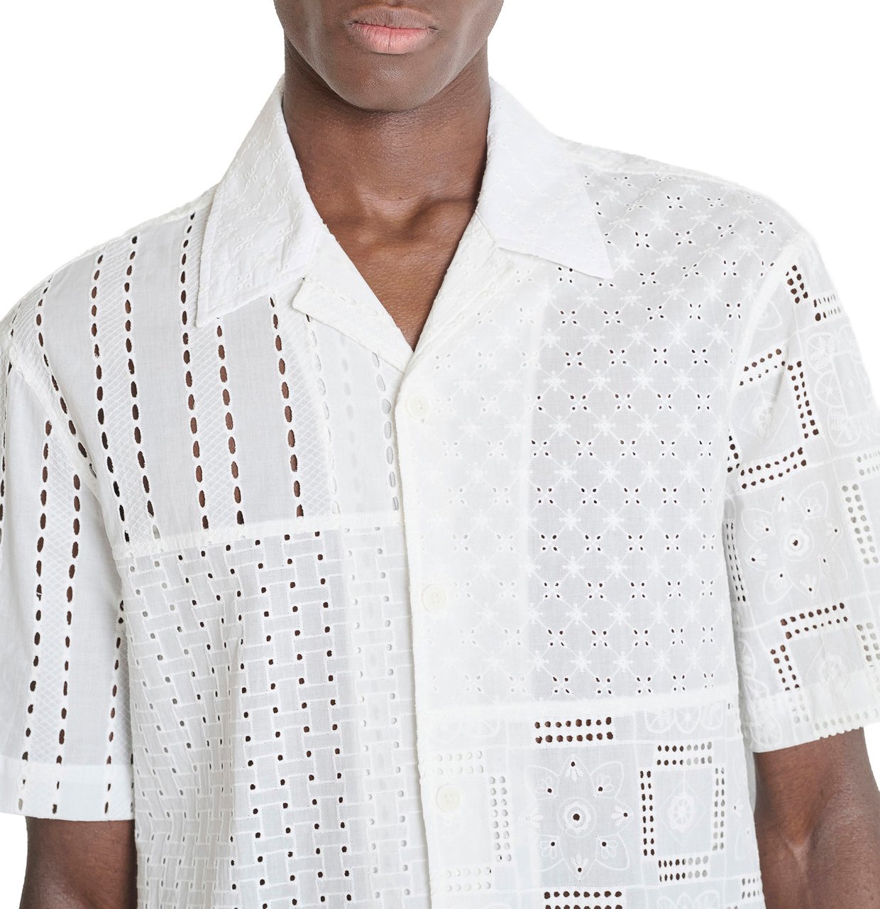 Antony Morato SHIRT DOVER RELAXED FIT IN PATCHWORK EMBROIDERED COTTON Beige