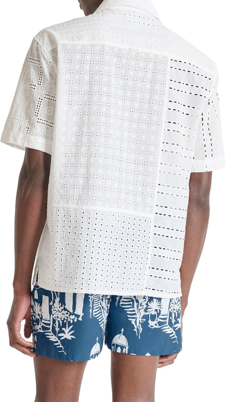 Antony Morato SHIRT DOVER RELAXED FIT IN PATCHWORK EMBROIDERED COTTON Beige
