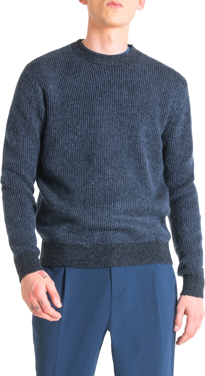 Antony Morato REGULAR FIT SWEATER WITH FISHERMAN'S RIB Blauw