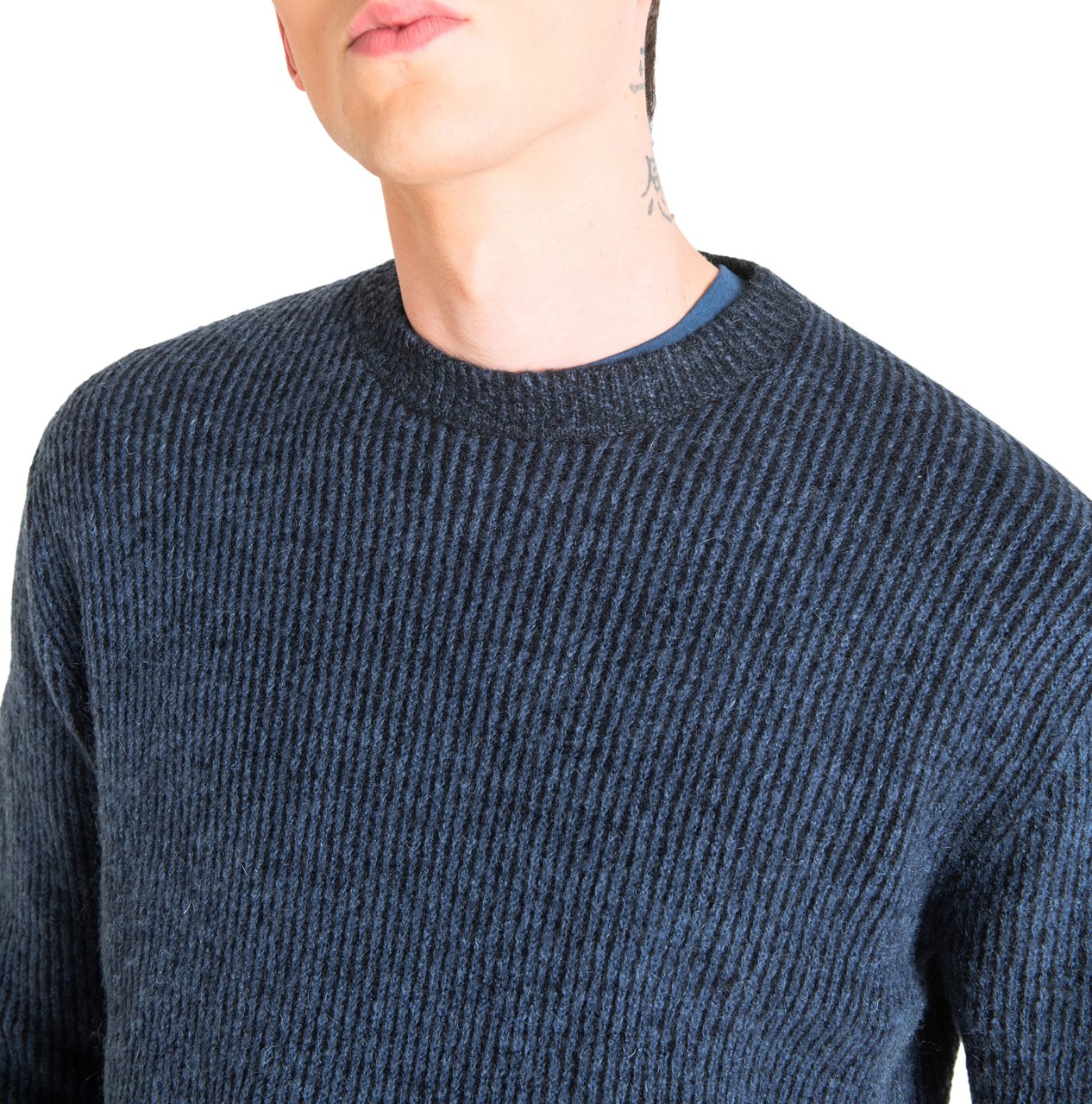 Antony Morato REGULAR FIT SWEATER WITH FISHERMAN'S RIB Blauw