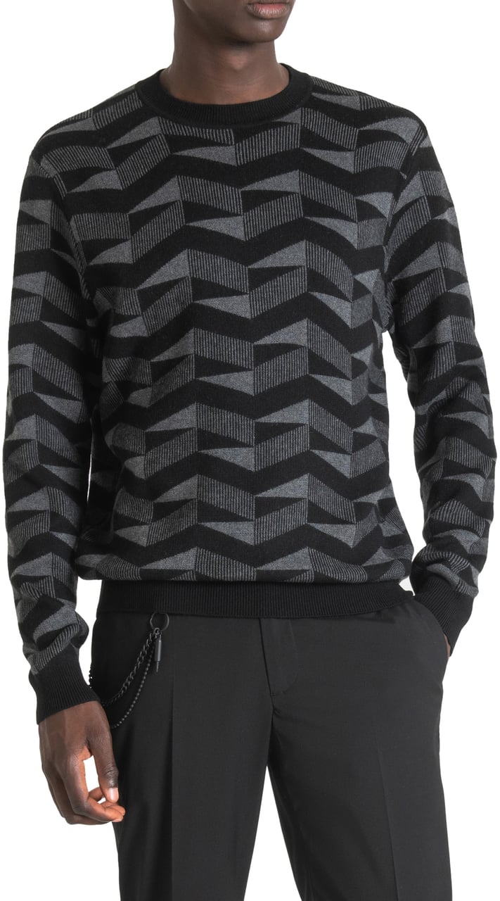 Antony Morato REGULAR FIT SWEATER WITH GEOMETRIC PATTERN Grijs