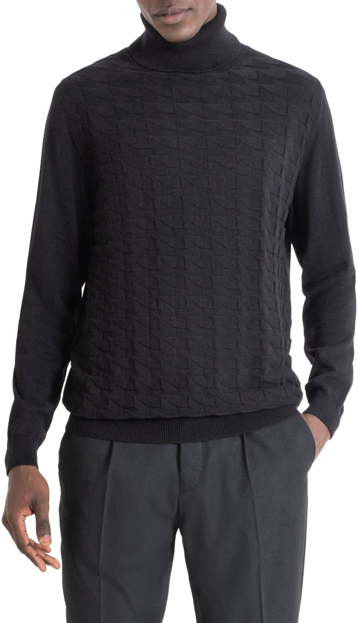Antony Morato SWEATER REGULAR FIT WITH GEOMETRIC PATTERN Zwart