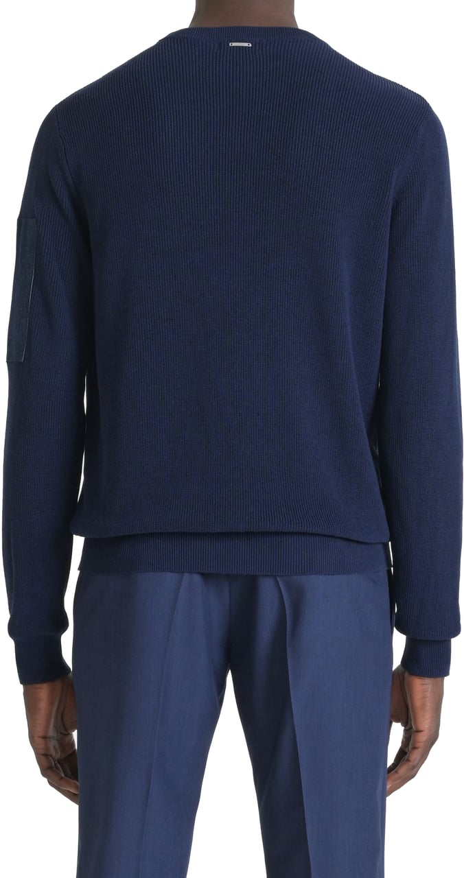 Antony Morato SWEATER REGULAR FIT IN COTTON VISCOSE BLEND YARN WITH POCKET IN DENIM FABRIC Blauw