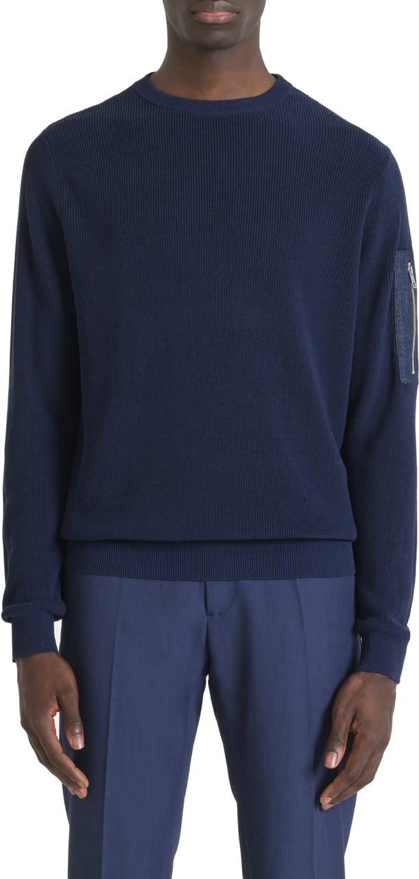 Antony Morato SWEATER REGULAR FIT IN COTTON VISCOSE BLEND YARN WITH POCKET IN DENIM FABRIC Blauw