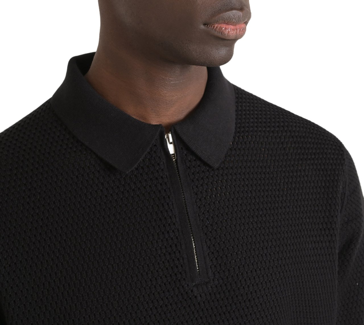 Antony Morato SWEATER REGULAR FIT IN COTTON BLEND SOFT YARN WITH LOGOED METAL BADGE Zwart