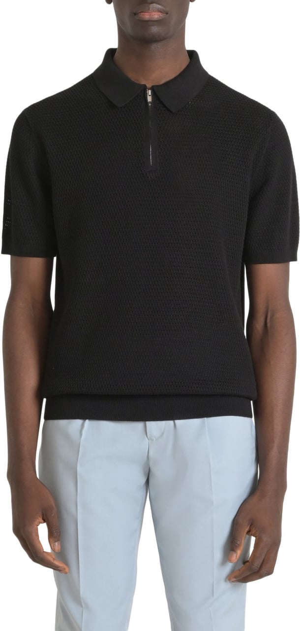 Antony Morato SWEATER REGULAR FIT IN COTTON BLEND SOFT YARN WITH LOGOED METAL BADGE Zwart