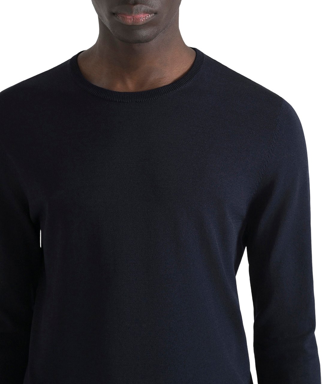 Antony Morato SWEATER SUPER SLIM FIT IN VISCOSE BLEND SUPER FINE YARN WITH LOGOED METAL BADGE Blauw