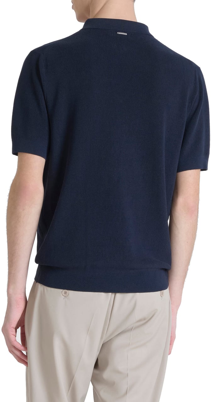 Antony Morato SWEATER REGULAR FIT IN COTTON BLEND SOFT YARN WITH LOGOED METAL BADGE Blauw