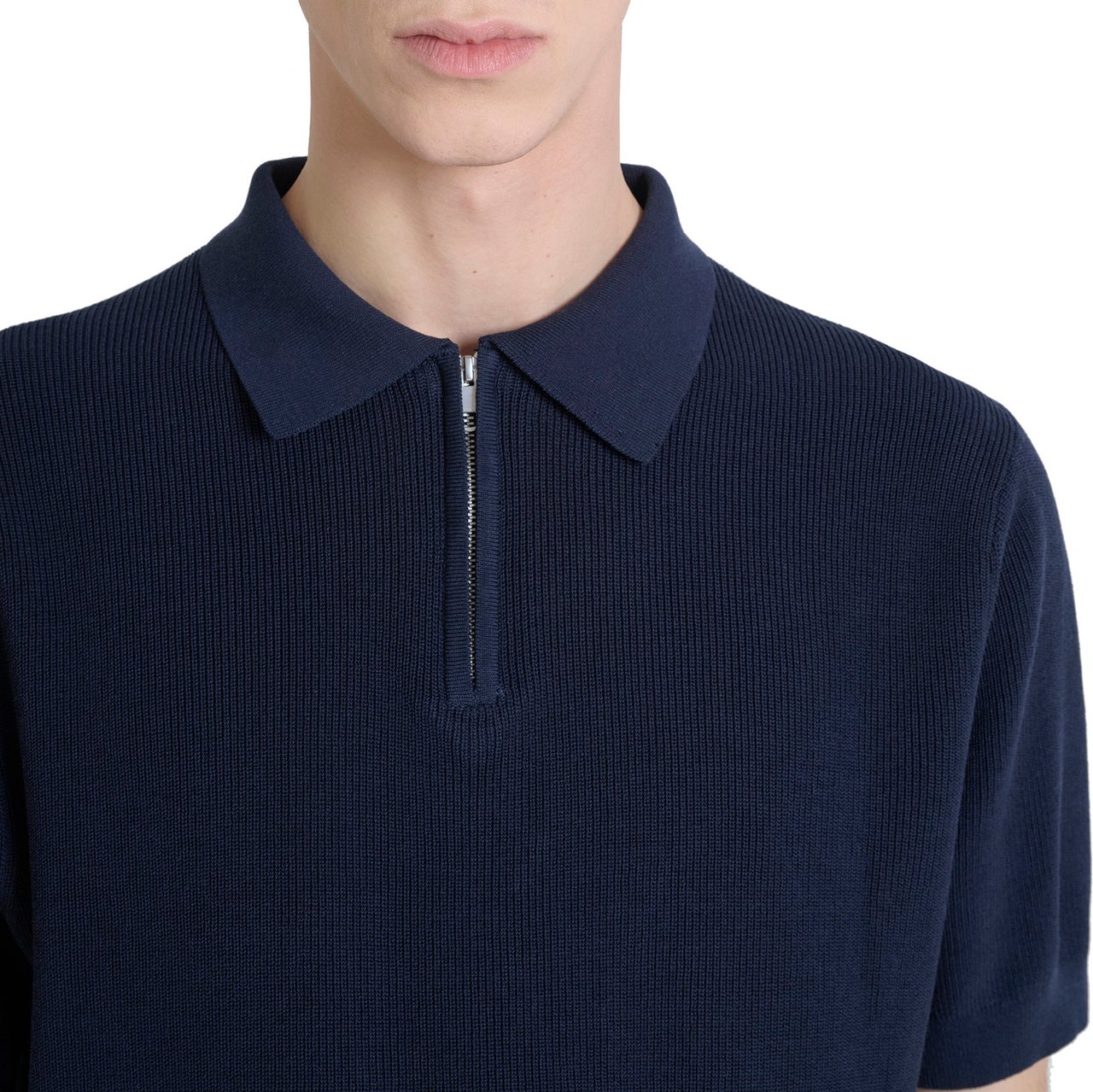 Antony Morato SWEATER REGULAR FIT IN COTTON BLEND SOFT YARN WITH LOGOED METAL BADGE Blauw
