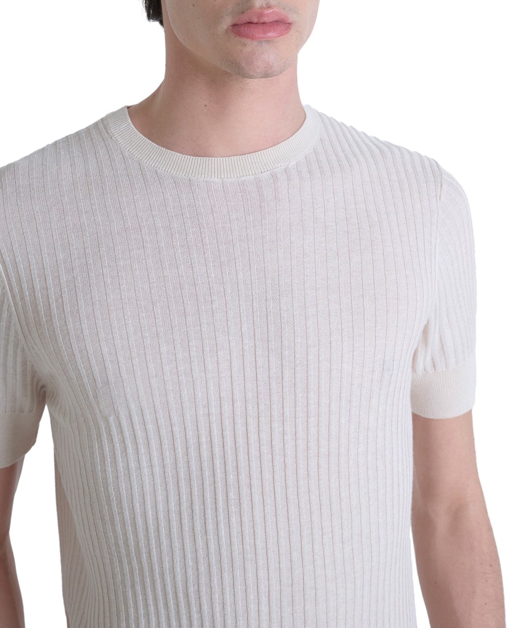 Antony Morato SWEATER SLIM FIT IN VISCOSE BLEND SUPER SOFT YARN WITH LOGOED METAL BADGE Beige