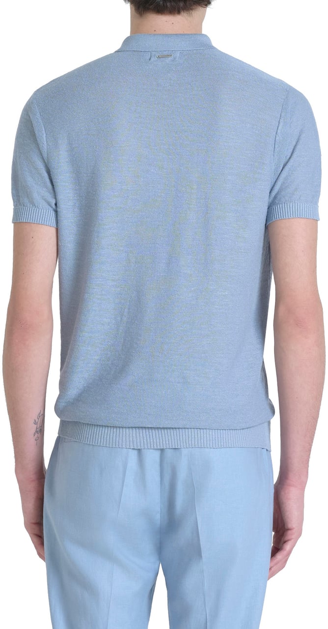 Antony Morato SWEATER REGULAR FIT IN LINEN BLEND SOFT YARN WITH LOGOED METAL BADGE Blauw