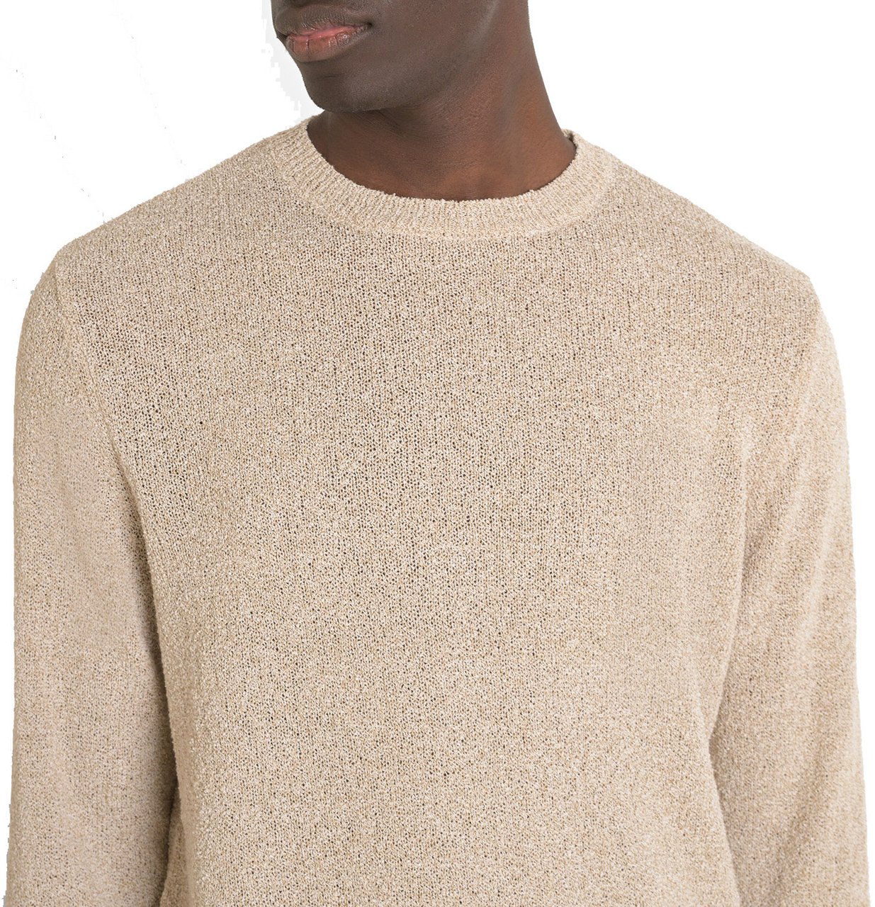 Antony Morato SWEATER REGULAR FIT IN TECHNO SOFT YARN WITH LOGOED METAL BADGE Beige