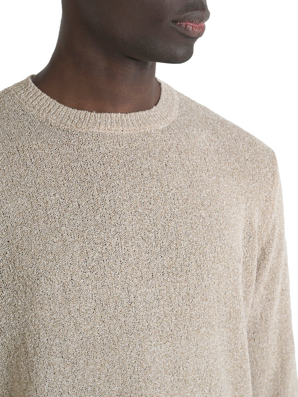 Antony Morato SWEATER REGULAR FIT IN TECHNO SOFT YARN WITH LOGOED METAL BADGE Beige