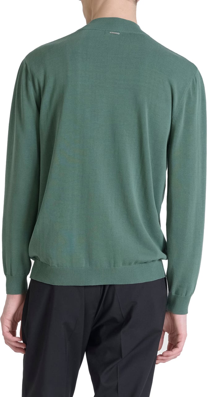 Antony Morato SWEATER REGULAR FIT IN COTTON BLEND SOFT YARN WITH FOAM LOGO PRINT Groen