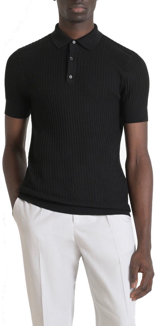 Antony Morato SWEATER SLIM FIT IN VISCOSE BLEND SUPER SOFT YARN WITH LOGOED METAL BADGE Zwart
