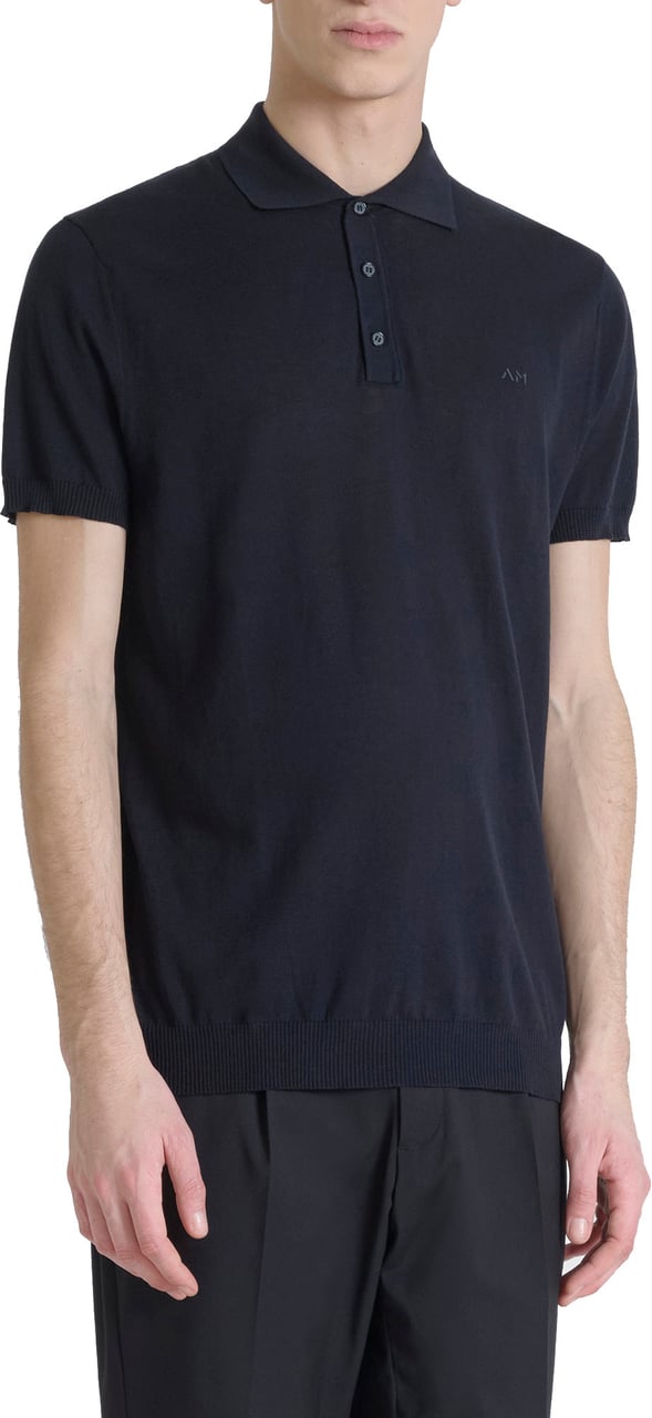 Antony Morato SWEATER REGULAR FIT IN COTTON BLEND SOFT YARN WITH FOAM LOGO PRINT Zwart