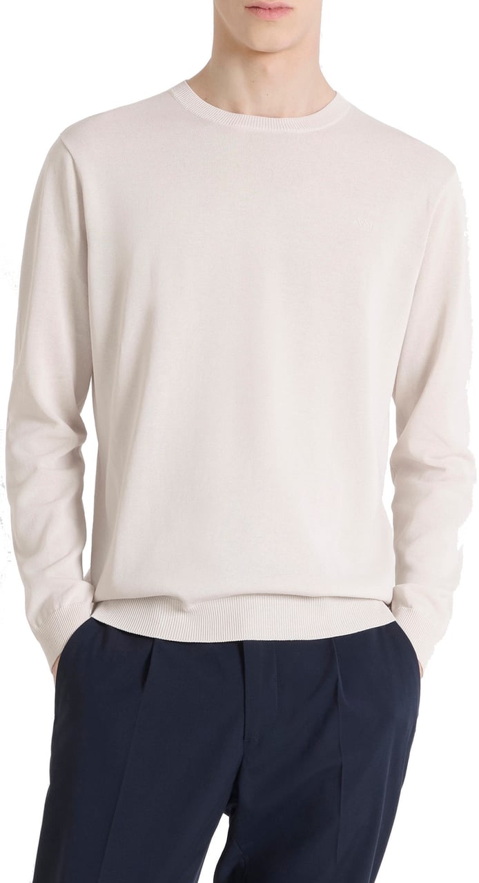 Antony Morato SWEATER REGULAR FIT IN COTTON BLEND SOFT YARN WITH FOAM LOGO PRINT Beige
