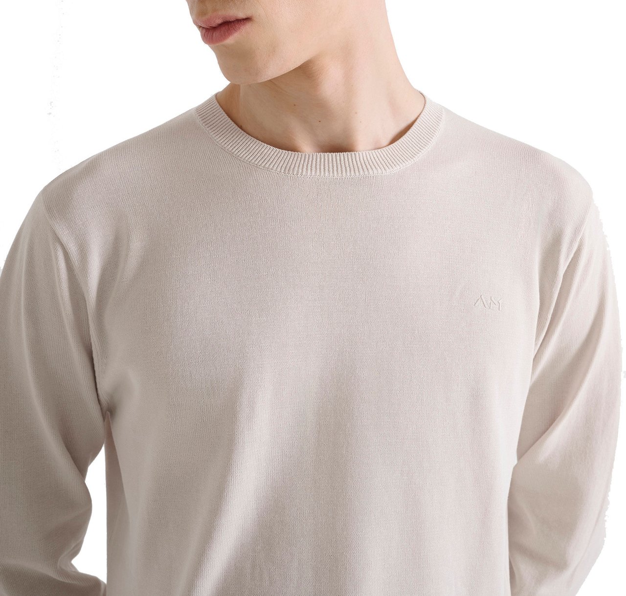 Antony Morato SWEATER REGULAR FIT IN COTTON BLEND SOFT YARN WITH FOAM LOGO PRINT Beige