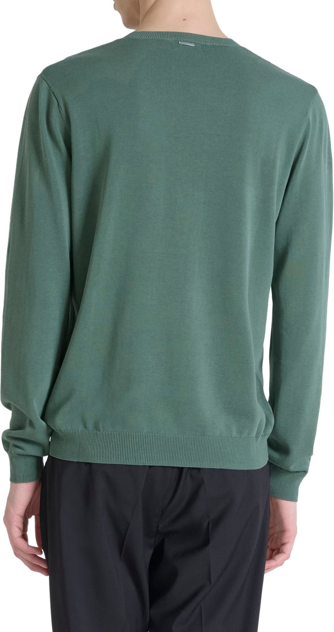 Antony Morato SWEATER REGULAR FIT IN COTTON BLEND SOFT YARN WITH FOAM LOGO PRINT Groen