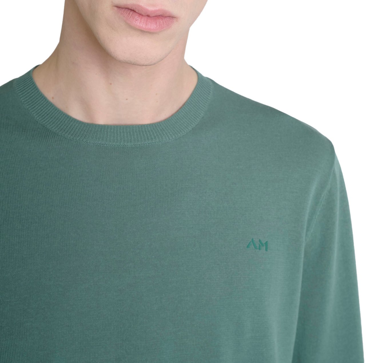 Antony Morato SWEATER REGULAR FIT IN COTTON BLEND SOFT YARN WITH FOAM LOGO PRINT Groen