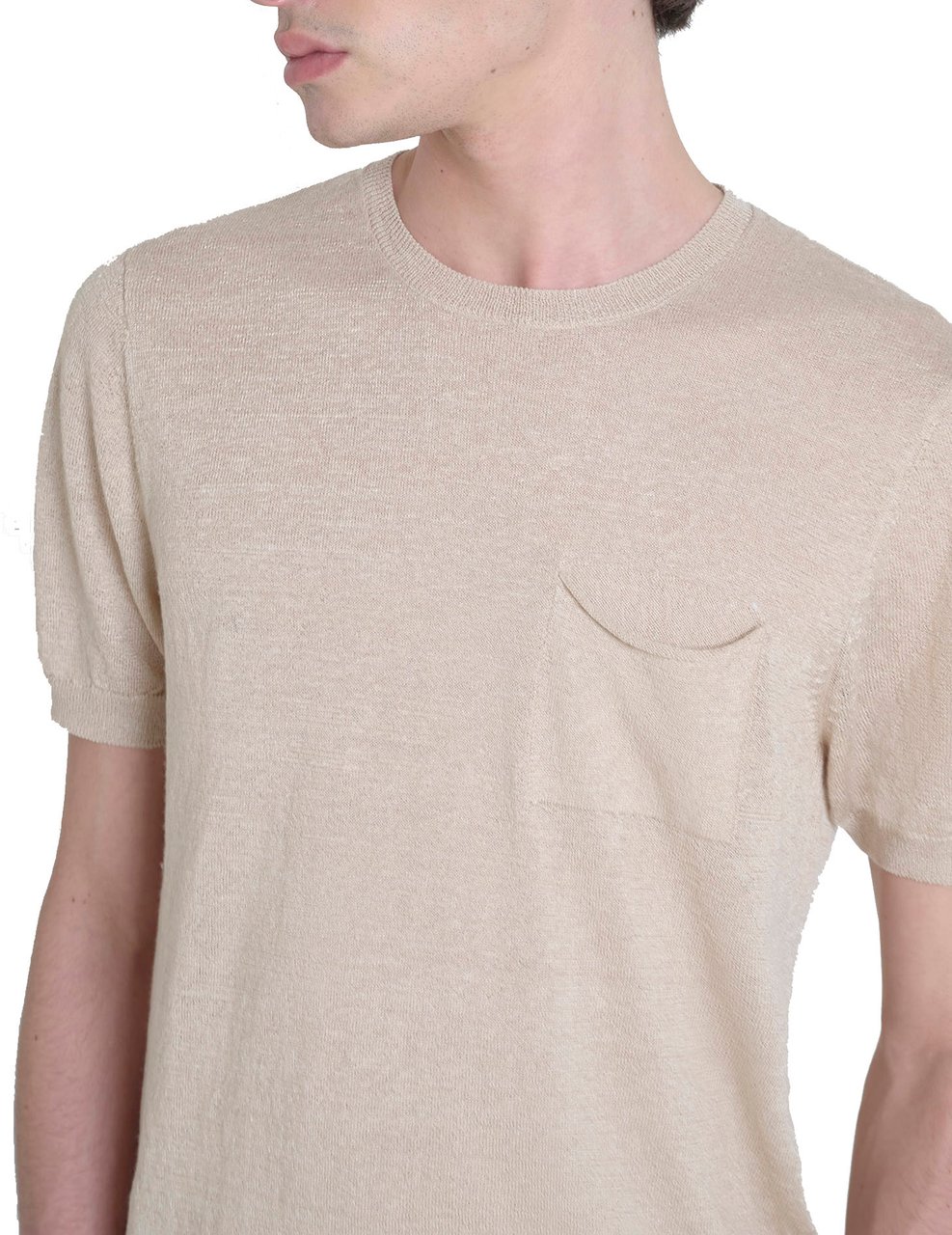 Antony Morato SWEATER REGULAR FIT IN LINEN BLEND YARN WITH LOGOED METAL BADGE Beige