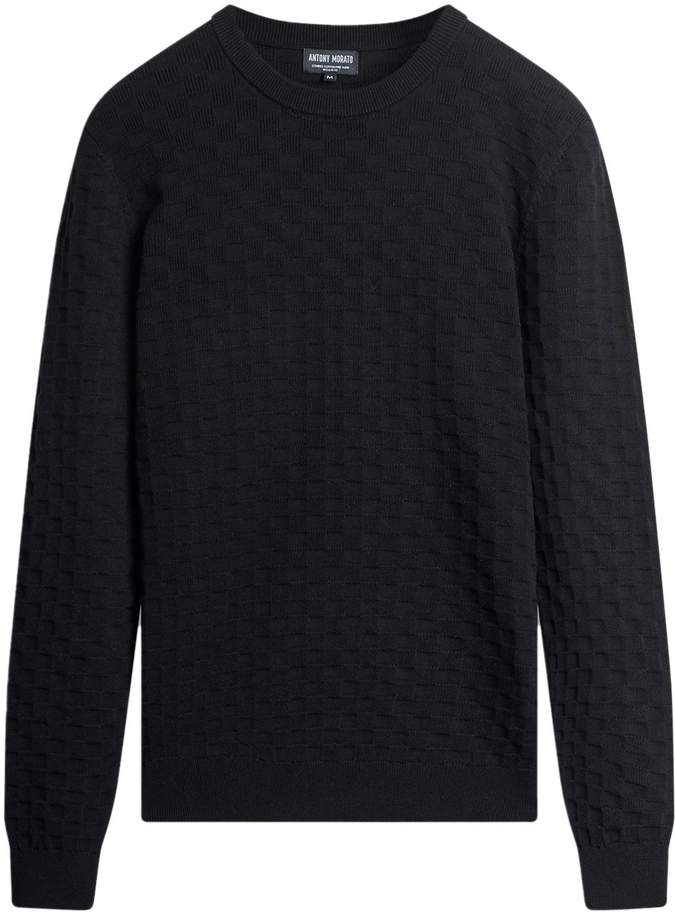 Antony Morato SWEATER REGULAR FIT WITH JACQUARD GEOMETRIC MOTIFS Zwart