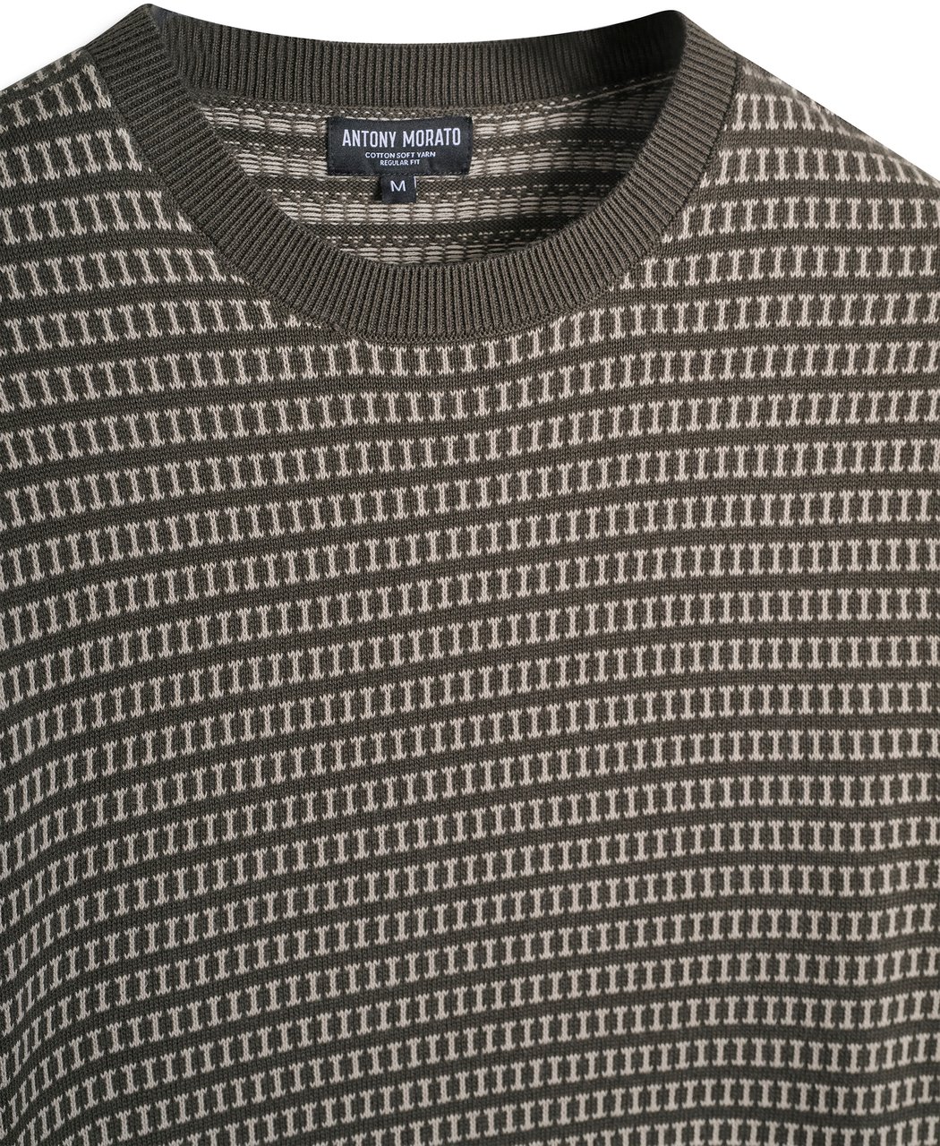 Antony Morato SWEATER REGULAR FIT IN COTTON YARN GEOMETRIC JACQUARD MOTIF Groen