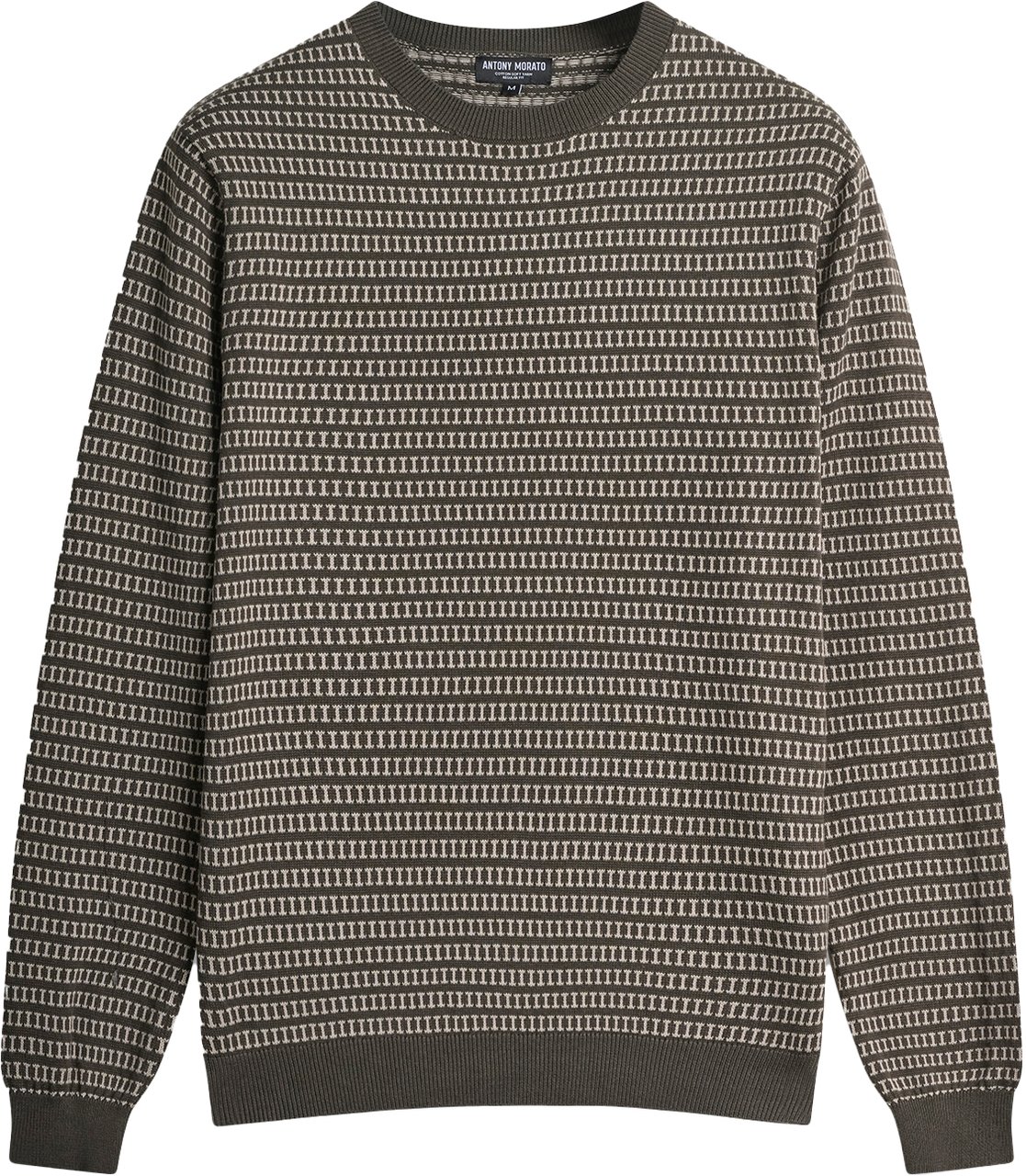 Antony Morato SWEATER REGULAR FIT IN COTTON YARN GEOMETRIC JACQUARD MOTIF Groen