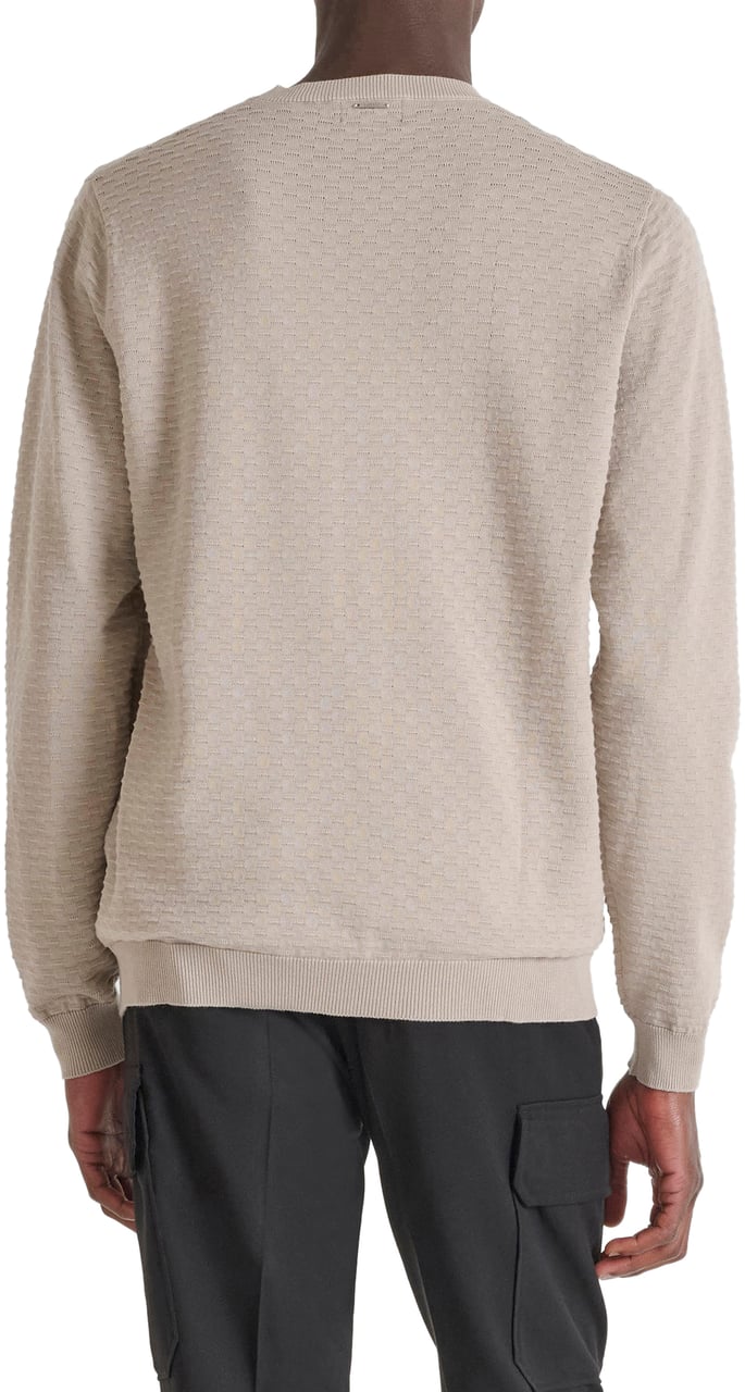 Antony Morato SWEATER REGULAR FIT IN COTTON YARN GEOMETRIC JACQUARD MOTIF Beige