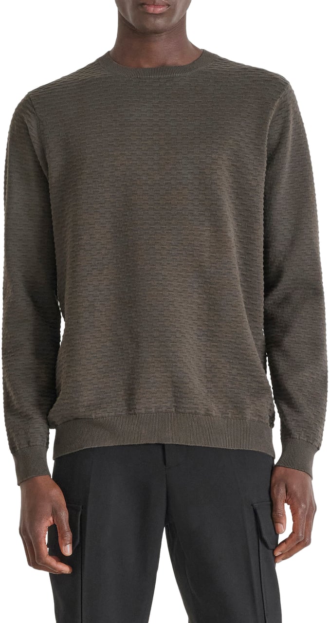 Antony Morato SWEATER REGULAR FIT IN COTTON YARN GEOMETRIC JACQUARD MOTIF Groen