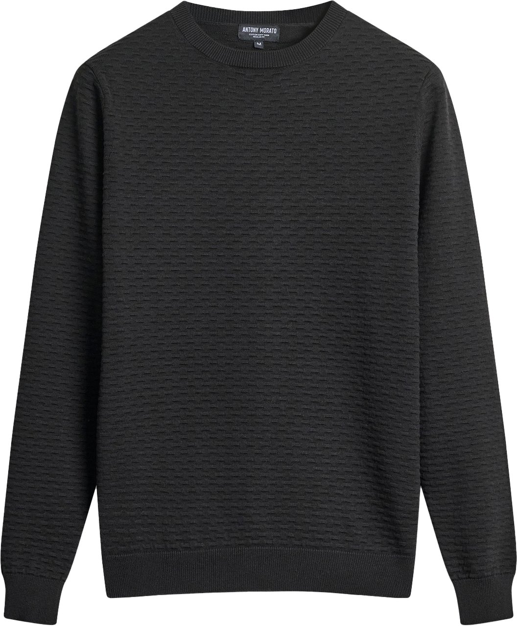 Antony Morato SWEATER REGULAR FIT IN COTTON YARN GEOMETRIC JACQUARD MOTIF Zwart