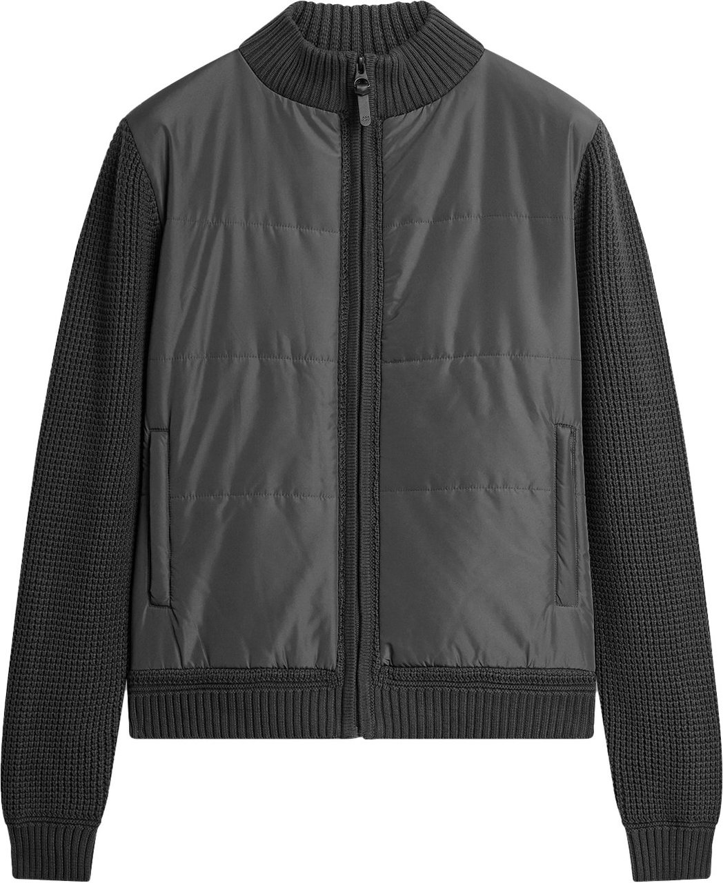 Antony Morato SWEATER REGULAR FIT IN SOFT COTTON YARN WITH TECHNO FABRIC AS CONTRAST AND LOGOED METAL BADGE Zwart