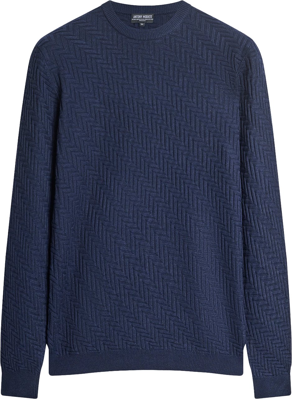 Antony Morato SWEATER REGULAR FIT IN  GEOMETRIC JACQUARD MOTIF Blauw