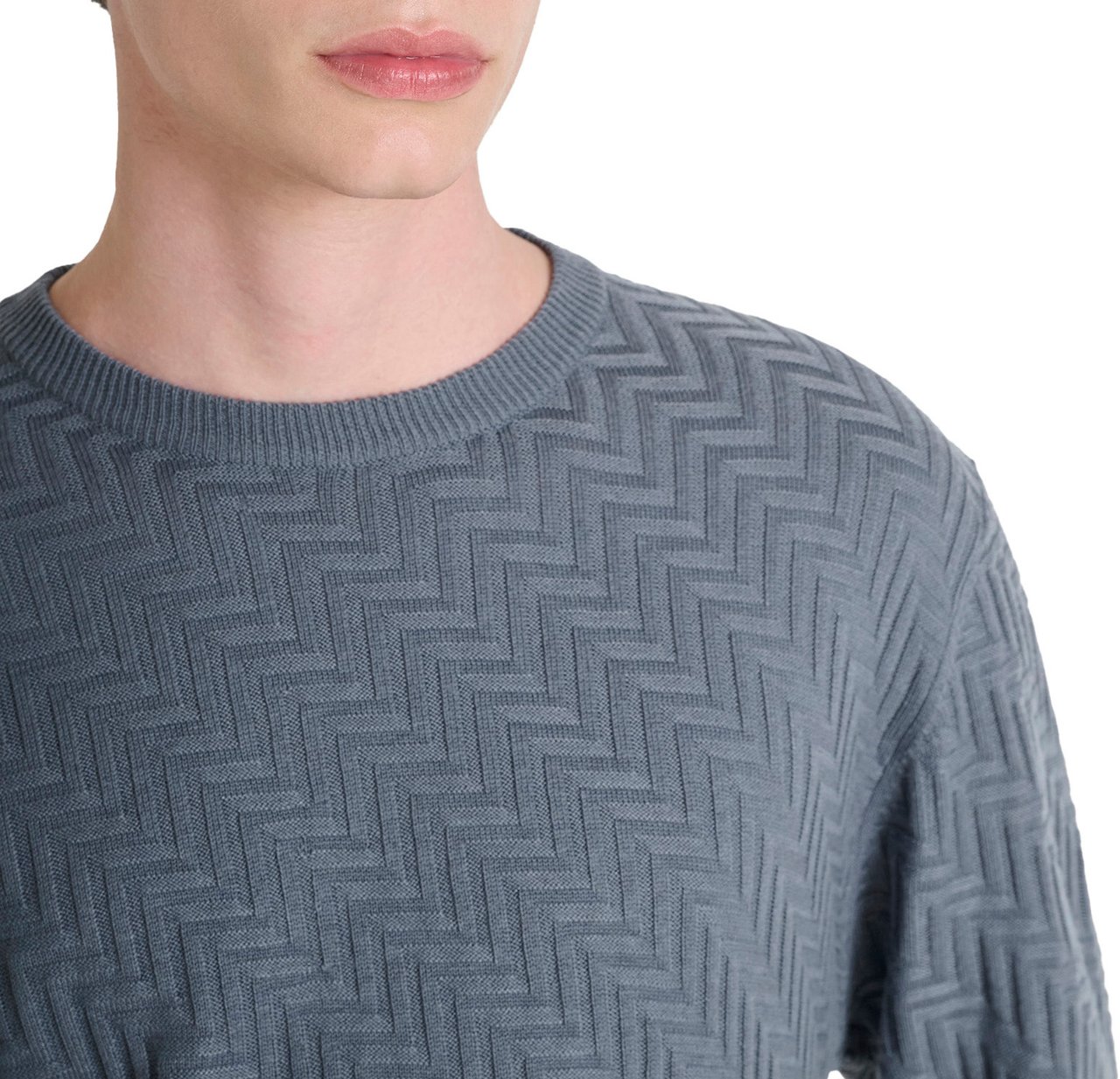 Antony Morato SWEATER REGULAR FIT GEOMETRIC JACQUARD MOTIF Blauw