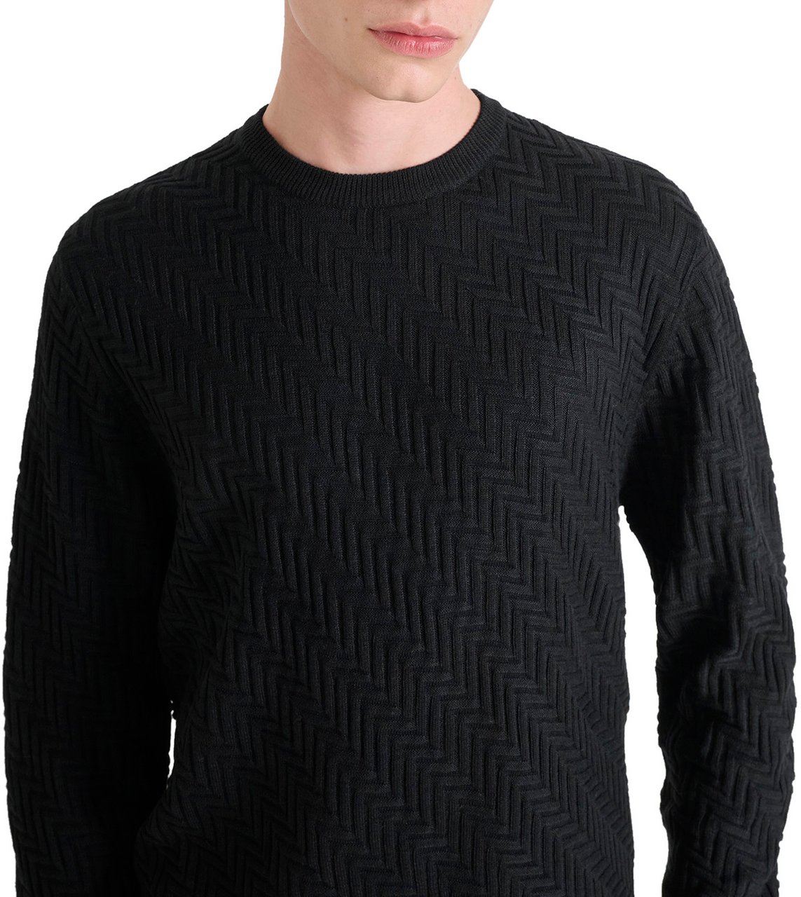 Antony Morato SWEATER REGULAR FIT GEOMETRIC JACQUARD MOTIF Zwart