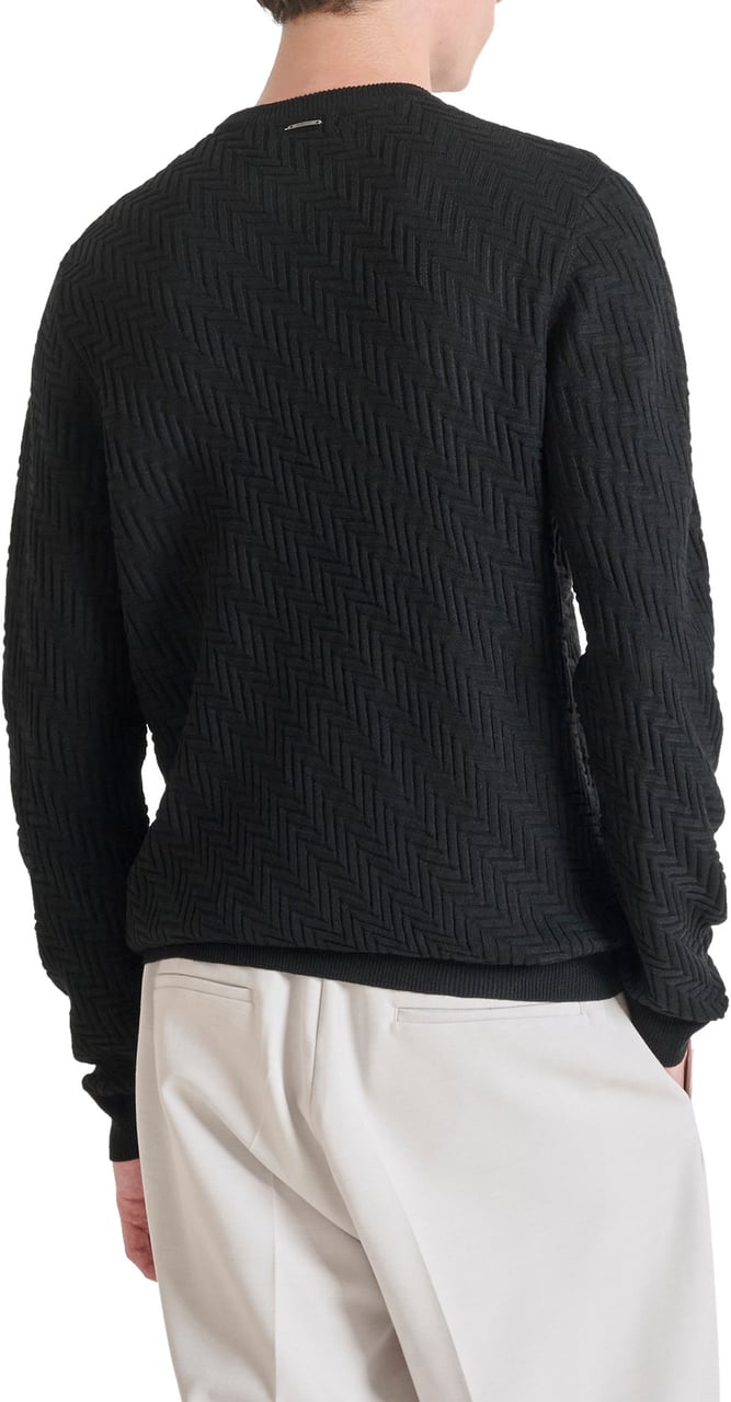 Antony Morato SWEATER REGULAR FIT GEOMETRIC JACQUARD MOTIF Zwart