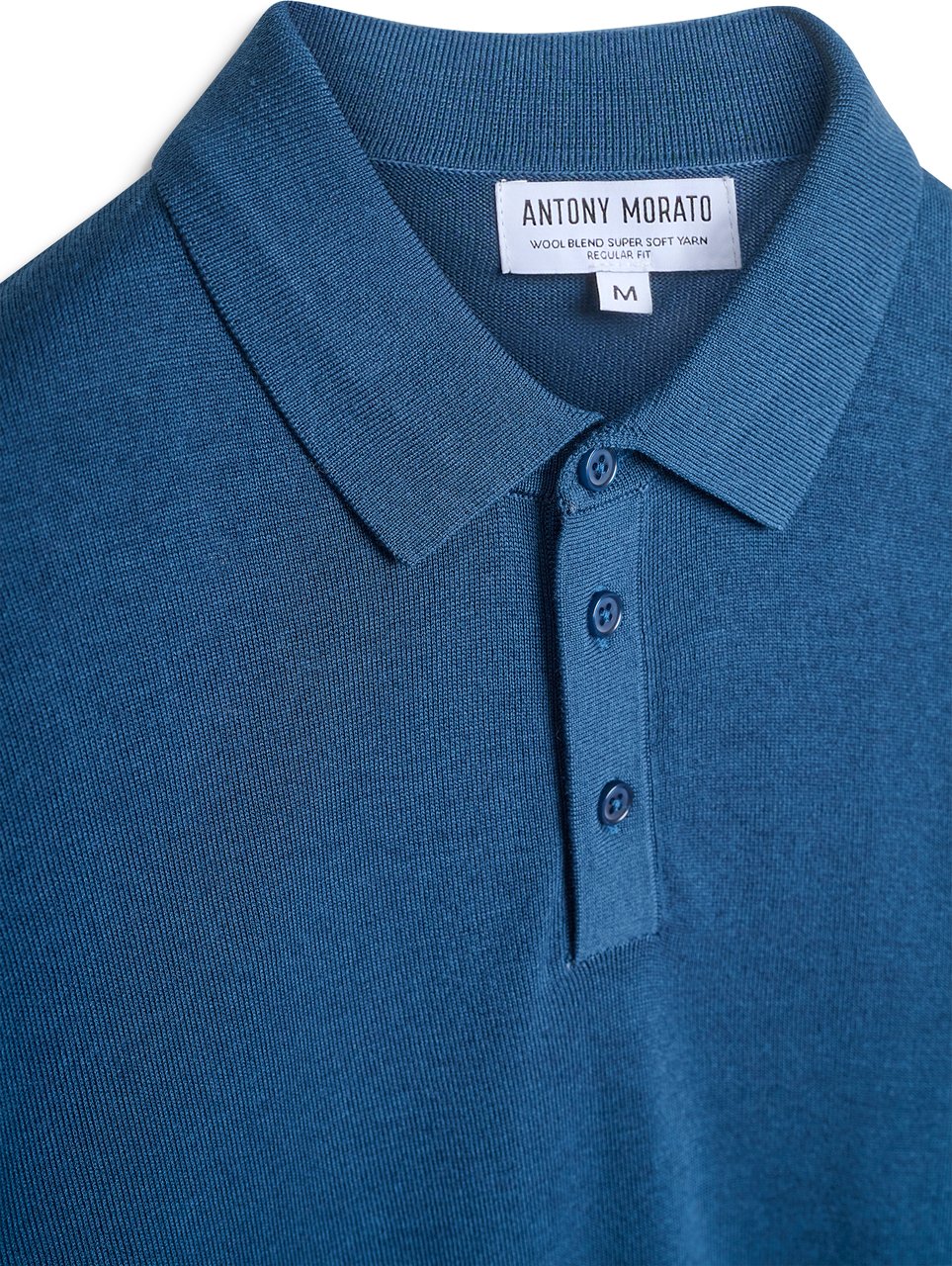 Antony Morato SWEATER REGULAR FIT SUPER SOFT YARN WITH LOGOED BADGE Blauw