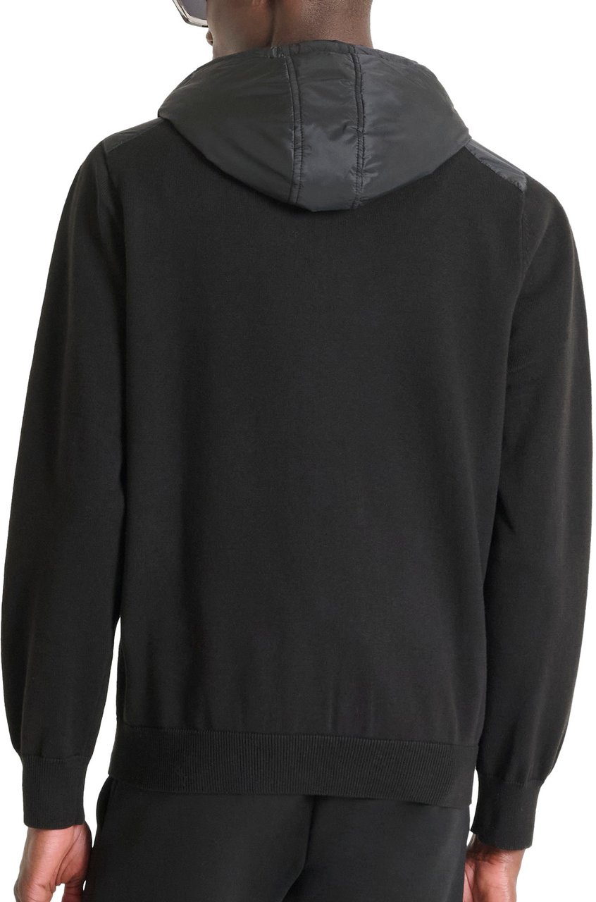Antony Morato SWEATER REGULAR FIT IN COTTON YARN WITH CONTRAST FABRIC Zwart