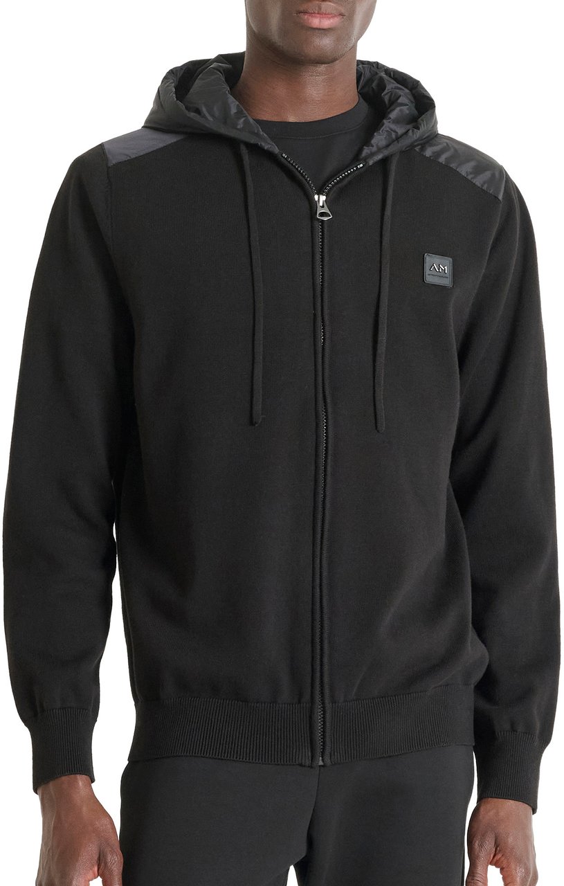 Antony Morato SWEATER REGULAR FIT IN COTTON YARN WITH CONTRAST FABRIC Zwart