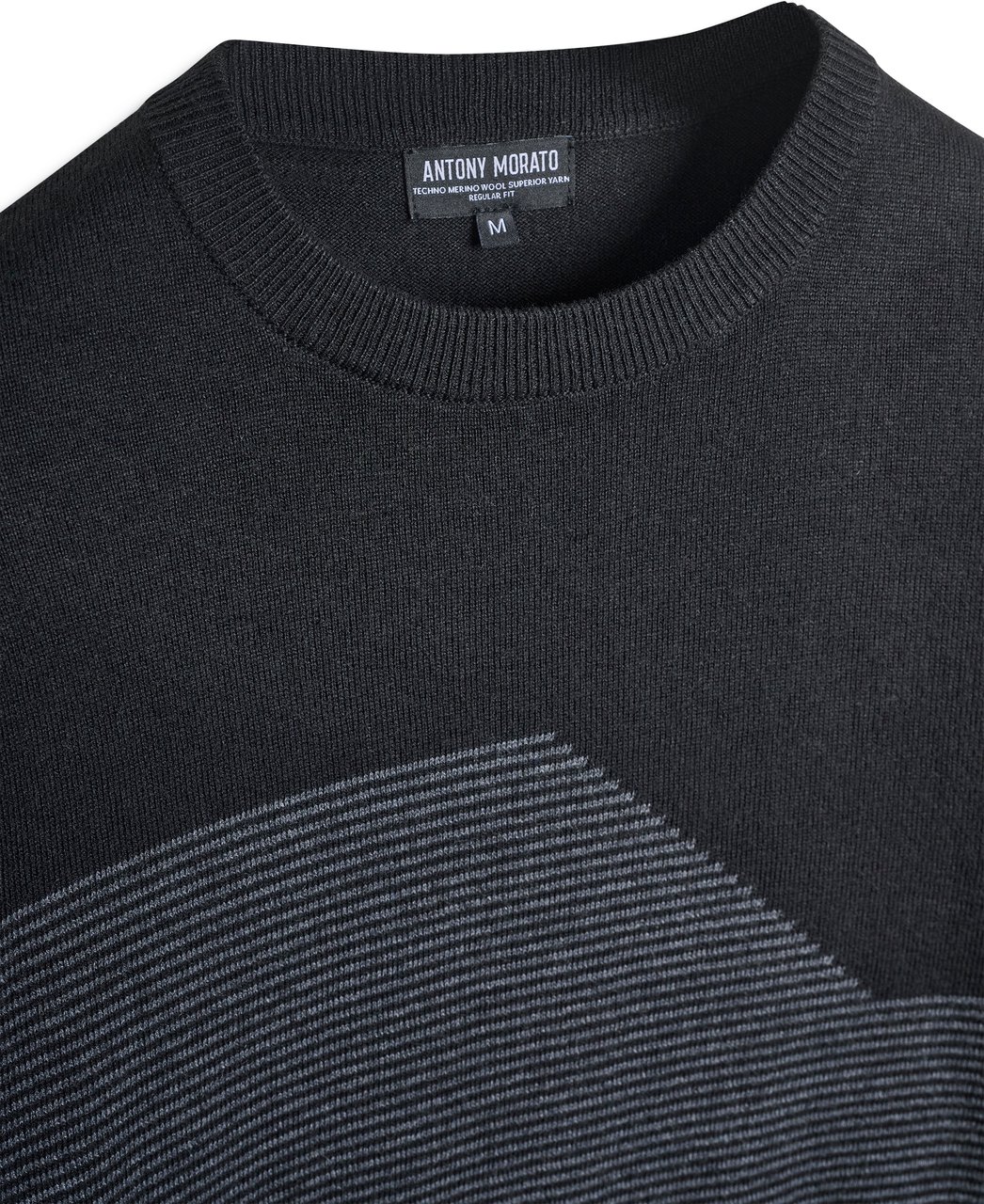 Antony Morato SWEATER REGULAR FIT IN MOHAIR WOOL BLEND YARN WITH GEOMETRIC JACQUARD MOTIFS Zwart