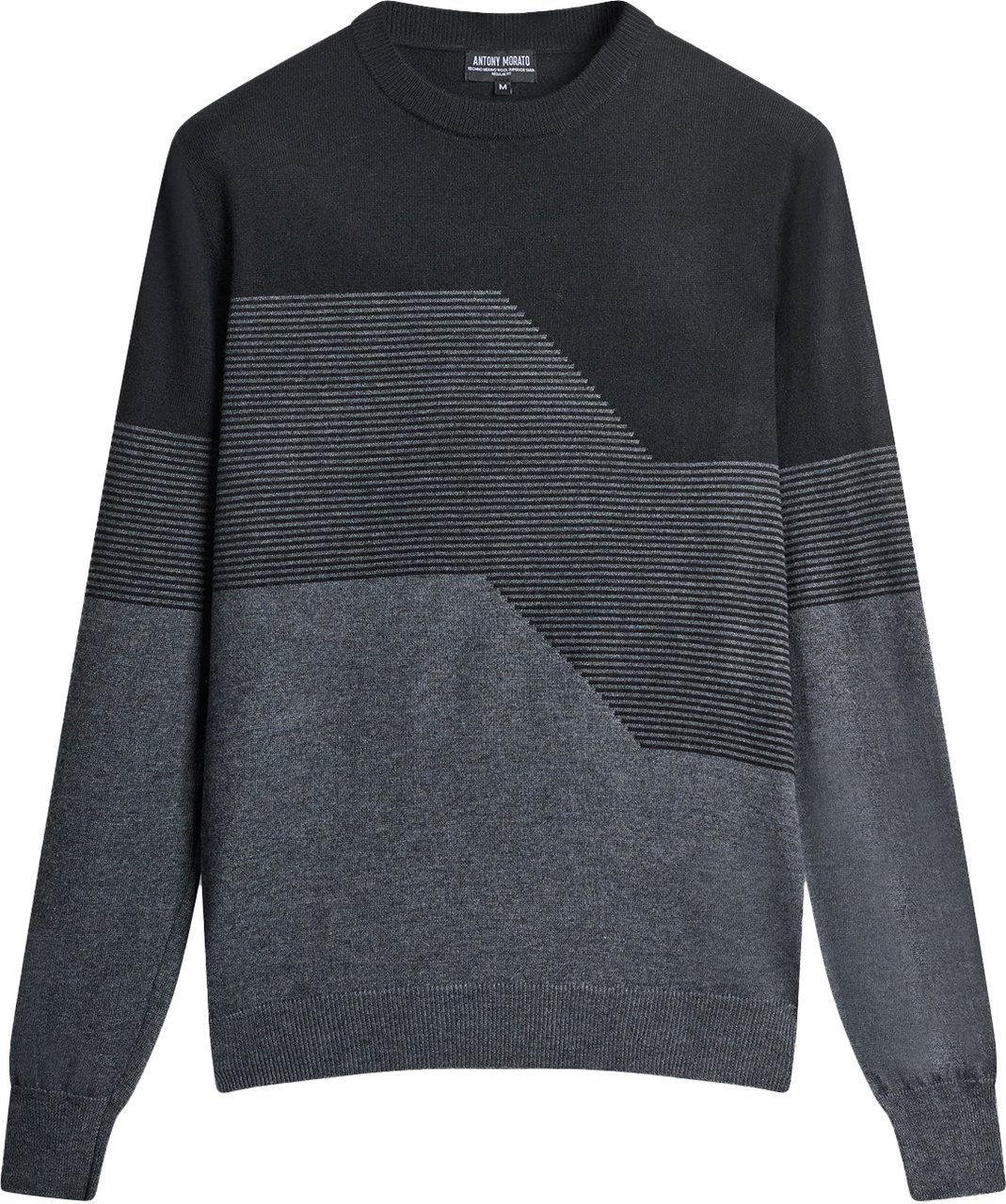 Antony Morato SWEATER REGULAR FIT IN MOHAIR WOOL BLEND YARN WITH GEOMETRIC JACQUARD MOTIFS Zwart