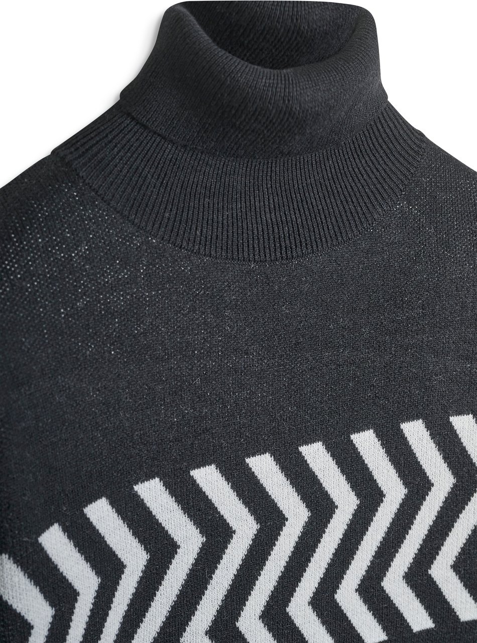 Antony Morato SWEATER REGULAR FIT IN TECHNO MERINO WOOL BLEND YARN WITH JACQUARD GEOMETRIC MOTIFS Zwart