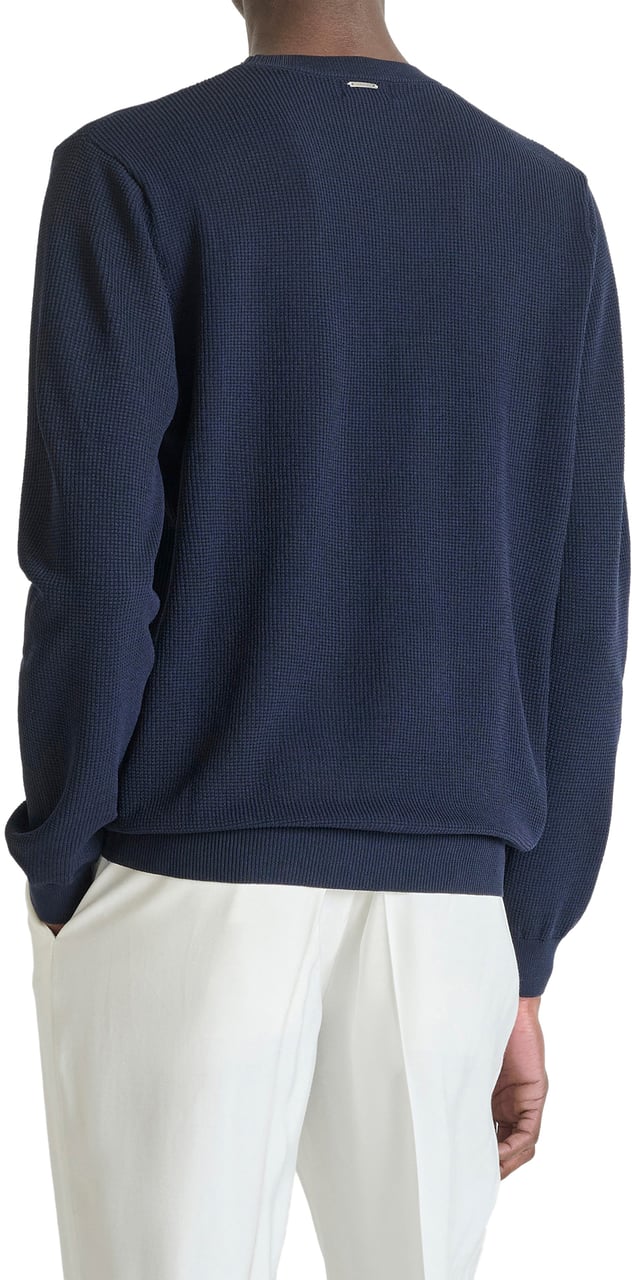 Antony Morato SWEATER ROUND COLLAR LONG SLEEVES REGULAR FIT SUPER FINE YARN Blauw