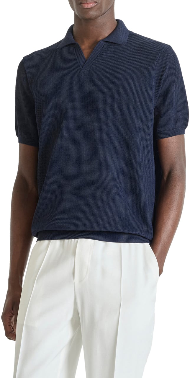 Antony Morato SWEATER POLO COLLAR WIHTOUT BUTTON REGULAR FIT SUPER FINE YARN Blauw