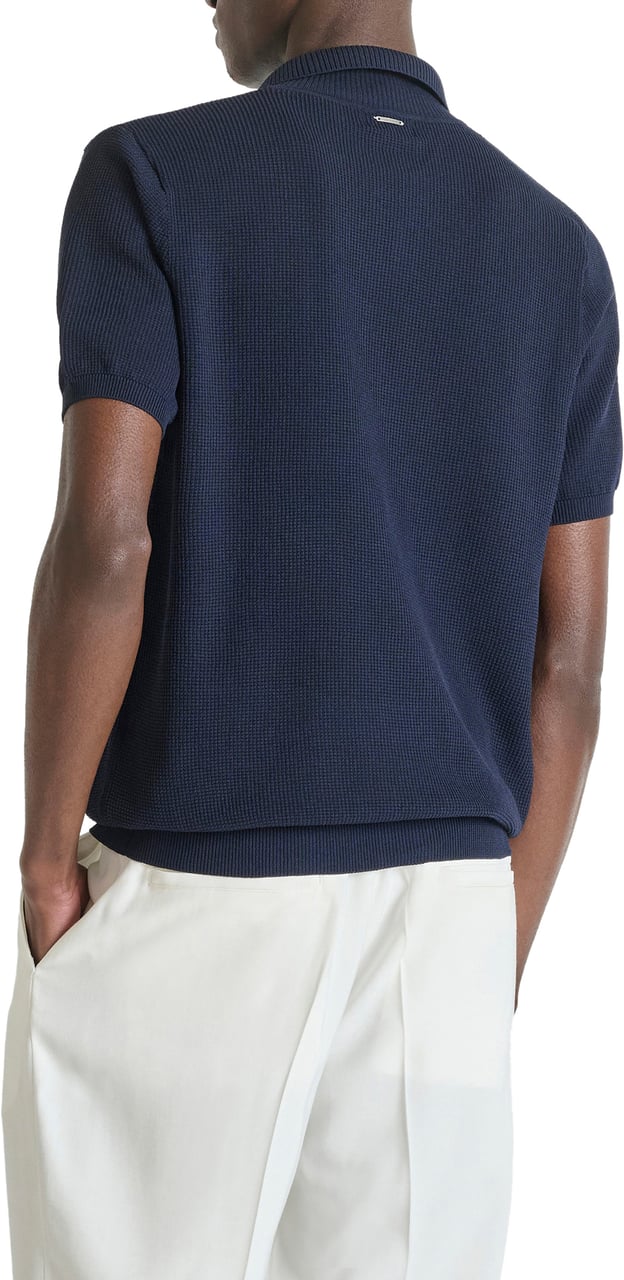 Antony Morato SWEATER POLO COLLAR WIHTOUT BUTTON REGULAR FIT SUPER FINE YARN Blauw