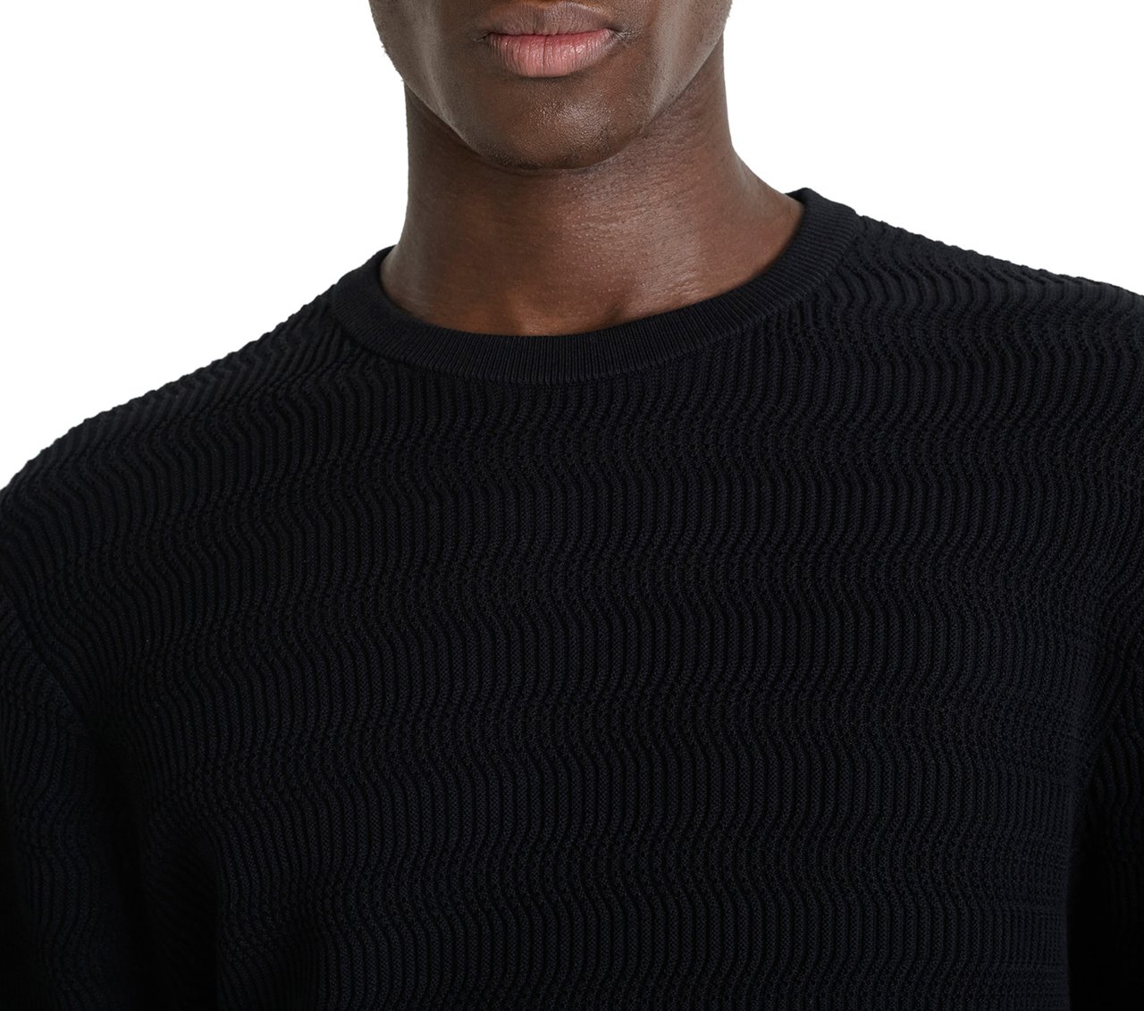 Antony Morato SWEATER REGULAR FIT  FINE YARN 3D JACQUARD KNITSTITCH Zwart